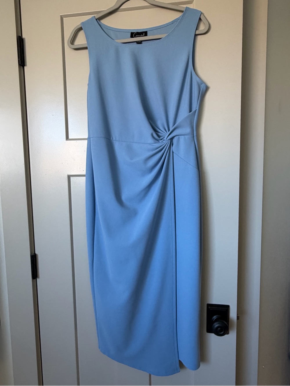 Nordstroms connected apparel Light Blue Midi Twist-Detail Sheath Dress